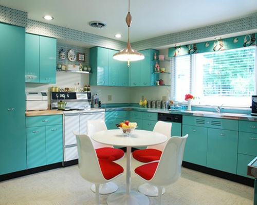 kreative Küchen Designs blau oberflächen essecke weiß möbel