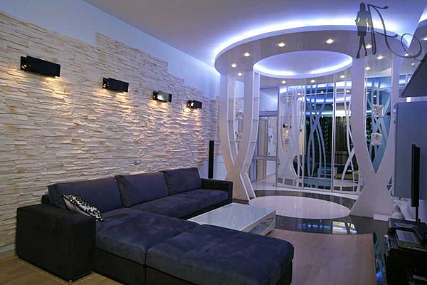 Deckengestaltung Wohnzimmer Hängedecken beleuchtung eingebaut indirirekt