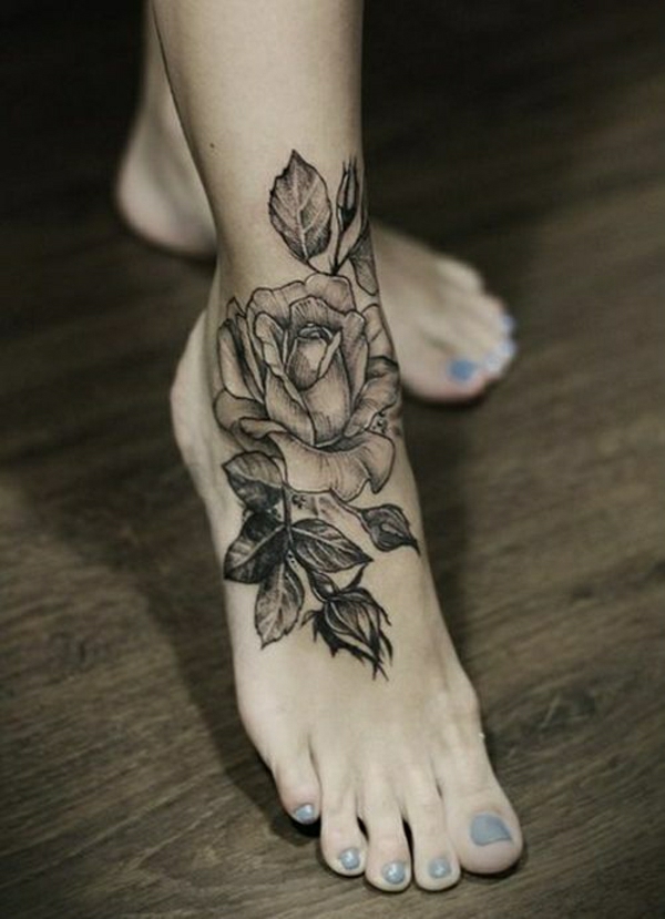 fuss tattoo designs knöchel tattoos bilder schwarze rosen